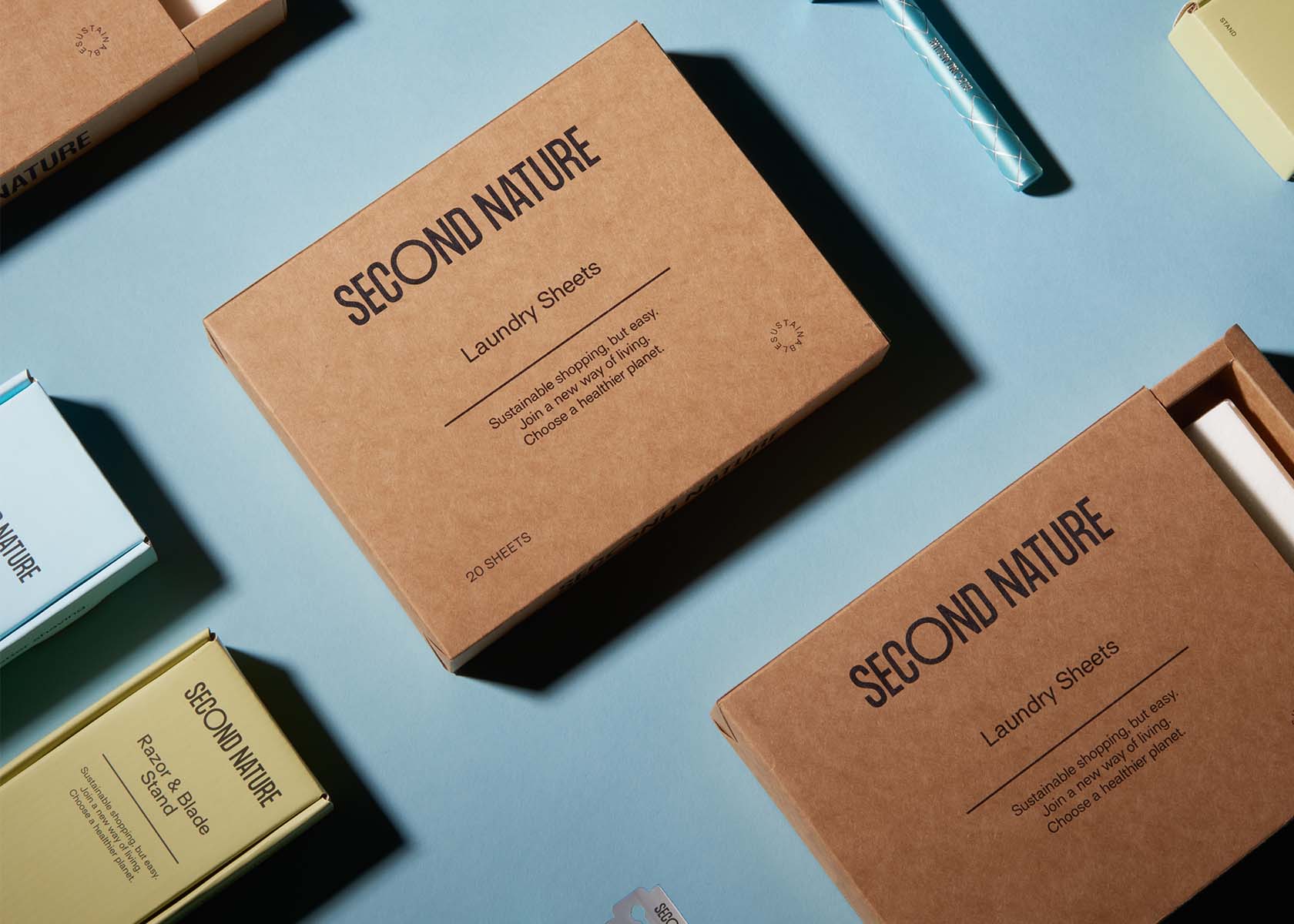 Second Nature Laundry Sheets en Scheermes in duurzame verpakking